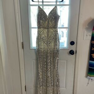 Elegant Silver Sequin Gown